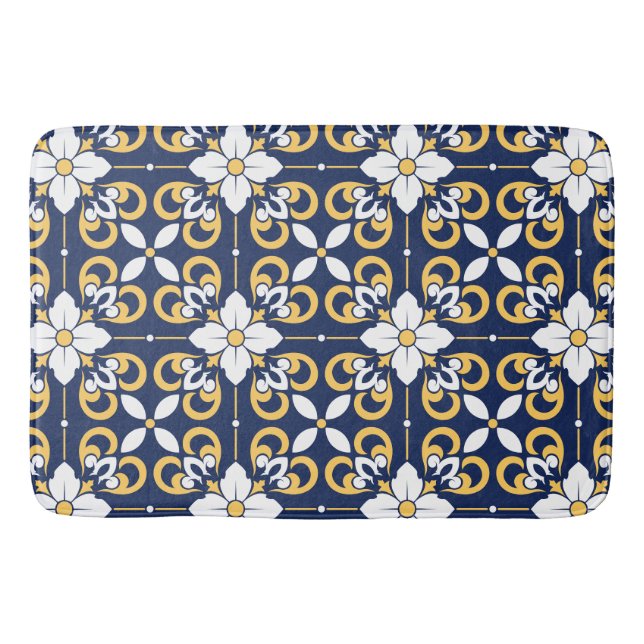 Blaue goldene geometrische dekorative marokkanisch badematte (Vorderseite)