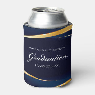 Blaue goldene geometrische formale Graduierungspar Dosenkühler