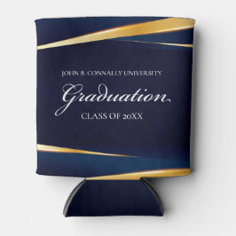 Blaue goldene geometrische formale Graduierungspar Dosenkühler
