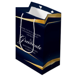 Blaue goldene geometrische formale Graduierungspar Mittlere Geschenktüte
