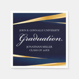 Blaue goldene geometrische formale Graduierungspar Serviette