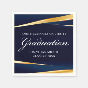 Blaue goldene geometrische formale Graduierungspar Serviette