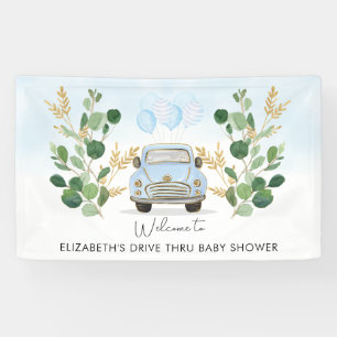 Blaue Goldene Grünflächen Durchfahrt Baby Shower W Banner