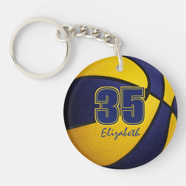 Blaue goldene Kinder Teenager-Team Farben Geschenk Schlüsselanhänger (Vorderseite)