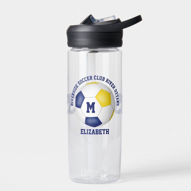 Blaue goldene Schulmannschaft färbt Custom Soccer Trinkflasche (Links)