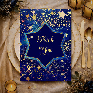 Blaue goldene sternenklare Nacht himmlische magisc Dankeskarte