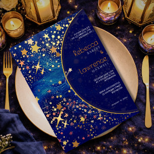 Blaue goldene sternenklare Nacht himmlische magisc Einladung