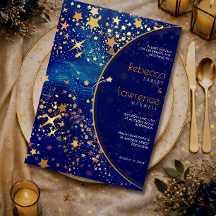 Blaue goldene sternenklare Nacht himmlische magisc Einladung