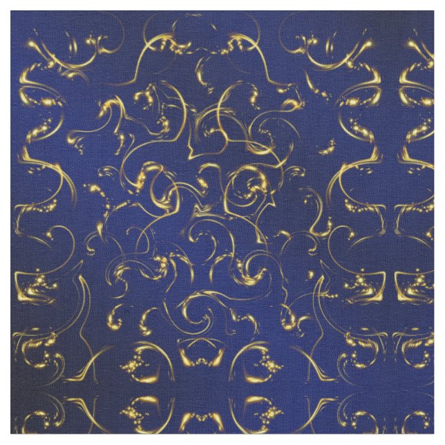 blaue goldene Stoffe, buntes Haus aus Textilien Stoff (Nahaufnahme)