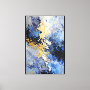 Blaue & Goldene Sturmadern Abstrakt Leinwanddruck