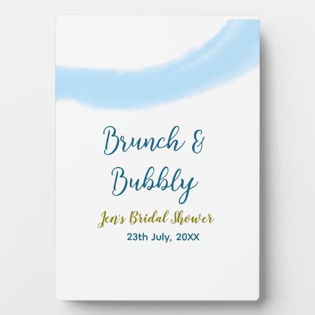 Blaue goldene Wasserfarbenblase und Brunch Bridsh Fotoplatte (Vorderseite)