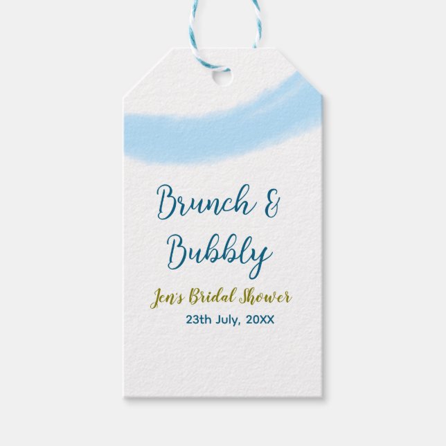 Blaue goldene Wasserfarbenblase und Brunch Bridsh Geschenkanhänger (Vorderseite)
