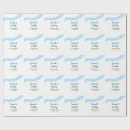 Blaue goldene Wasserfarbenblase und Brunch Bridsh Geschenkpapier