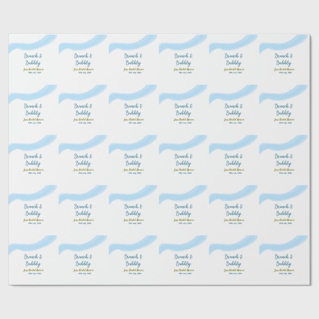 Blaue goldene Wasserfarbenblase und Brunch Bridsh Geschenkpapier (Flach)