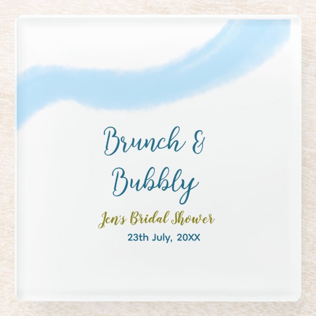 Blaue goldene Wasserfarbenblase und Brunch Bridsh Glasuntersetzer (Vorderseite)