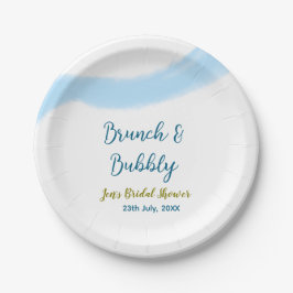 Blaue goldene Wasserfarbenblase und Brunch Bridsh Pappteller