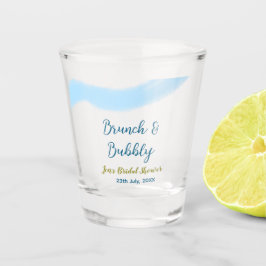 Blaue goldene Wasserfarbenblase und Brunch Bridsh Schnapsglas