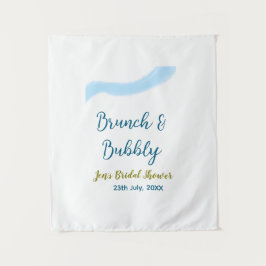 Blaue goldene Wasserfarbenblase und Brunch Bridsh Wandteppich