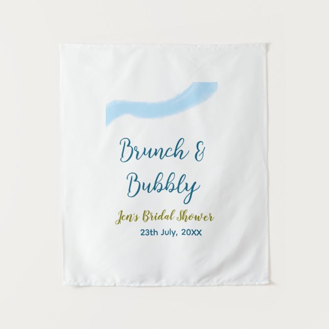 Blaue goldene Wasserfarbenblase und Brunch Bridsh Wandteppich (Vorderseite)