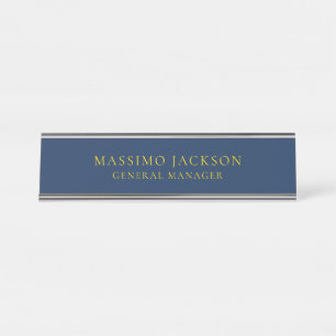 Blaue Goldfarben Professioneller trendiger Minimal Schreibtischnamensplakette