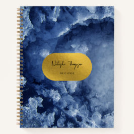 Blaue Goldfoilmeerkristalle Signatur Rezept Notizbuch