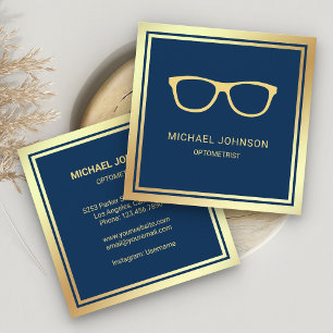 Blaue Goldfolie Brille Augenarzt Optiker Quadratische Visitenkarte