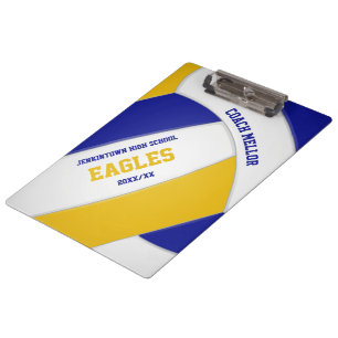 Blaue Goldmannschaft Farben Volleyballtrainer Klemmbrett