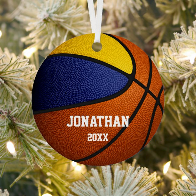 Blaue Goldmannschaft - Jungs-Basketball Ornament Aus Metall (InSitu)