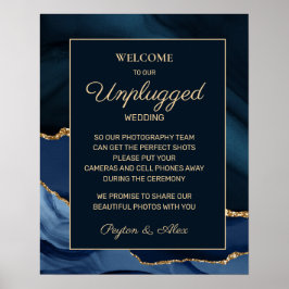 Blaue Goldmarbelagate-Hochzeit ohne Steckverbindun Poster