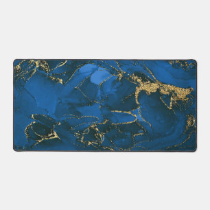 Blaue Goldmarmorkugel  Schreibtischunterlage