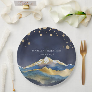Blaue Goldmedaille Hochzeit im Freien Pappteller