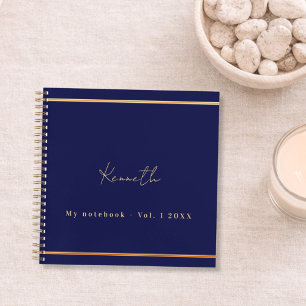 Blaue Goldnamensschrift minimalistisch Notizbuch