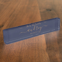 Blaue Goldsignatur der Marine Mit Monogramm Namensplakette
