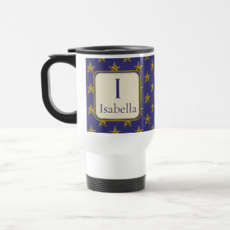 Blaue Goldsterne Erster Name Monogramm Initiale Reisebecher