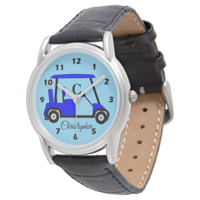 Blaue Golf Buggy Uhr (Schrägansicht)