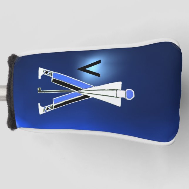 BLAUE GOLFER, GOLFSPIELER-MONOGRAMM GOLF HEADCOVER (Vorderseite)