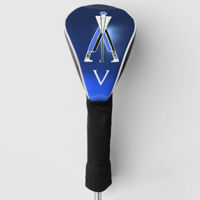 BLAUE GOLFER, GOLFSPIELER-MONOGRAMM GOLF HEADCOVER (Vorderseite)