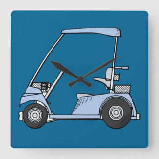 blaue Golfmobiluhr Quadratische Wanduhr