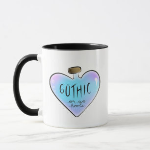 Blaue "Gothic or Go Home"-Herz-Trankflasche Tasse