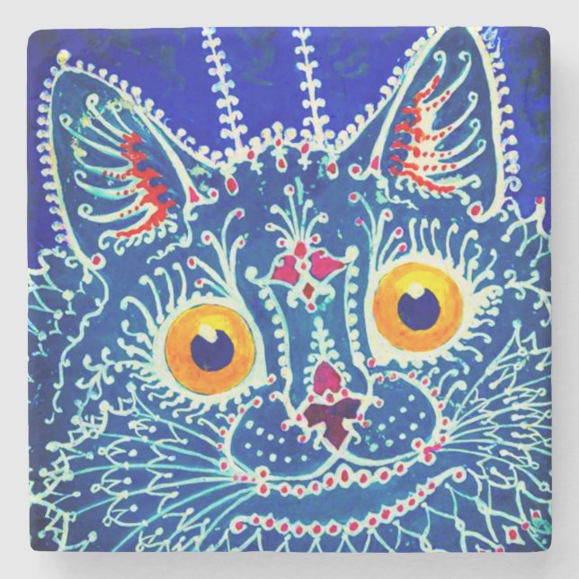 Blaue gotische Katze Steinuntersetzer (Vorderseite)