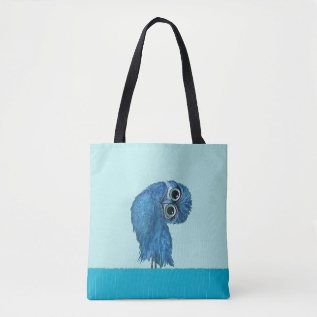 Blaue grabende Eulen-Küstenkunst Tasche (Vorderseite)