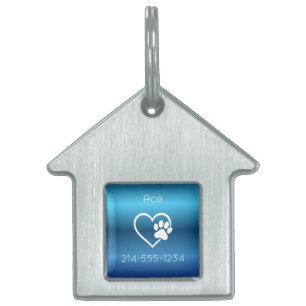 Blaue Gradient-Eat-Play-Love-Hundehalsband mit ind Tiermarke