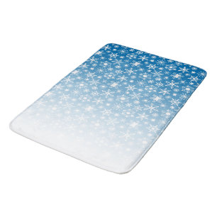 Blaue Gradient-Schneeflocken Badematte