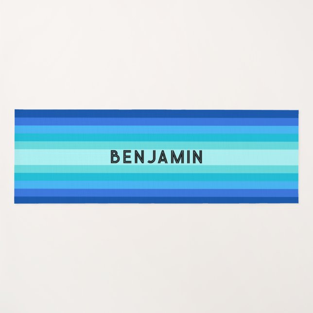 Blaue Gradient Strip Yoga Mat mit Namen Yogamatte (Vorderseite (Horizontal))