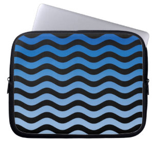 Blaue Gradient Wavy Stripes Laptopschutzhülle