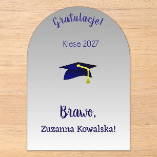 blaue Graduiertenmütze - Herzlichen Glückwunsch au Acryleinladungen