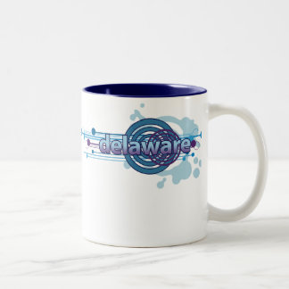 Blaue grafische Kreis-Delaware-Tasse Zweifarbige Tasse
