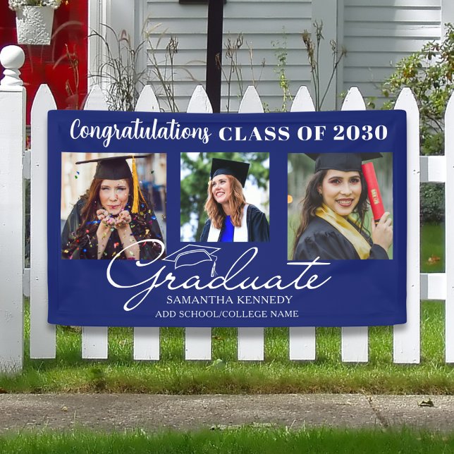 Blaue Gratulation Absolvent 3 Foto Abschlussfeier Banner (Von Creator hochgeladen)