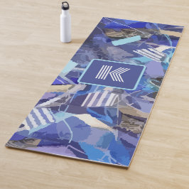 Blaue, graue, abstrakte Streifen Yogamatte