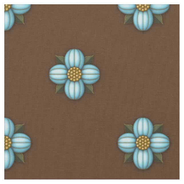 Blaue graue Blume auf Braunen Stoff (Nahaufnahme)